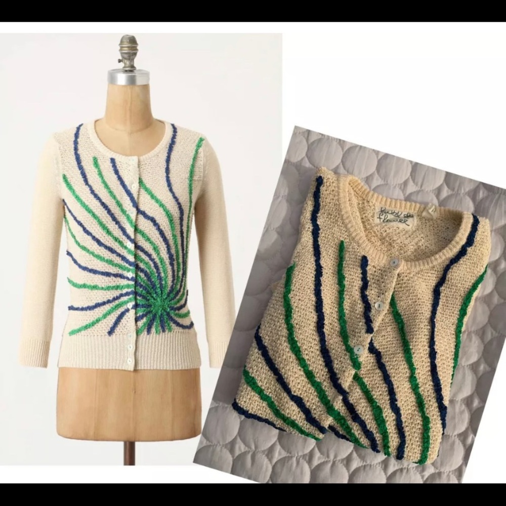 Anthropologie Wendi Reed Ribboned Rocket Cardi SM